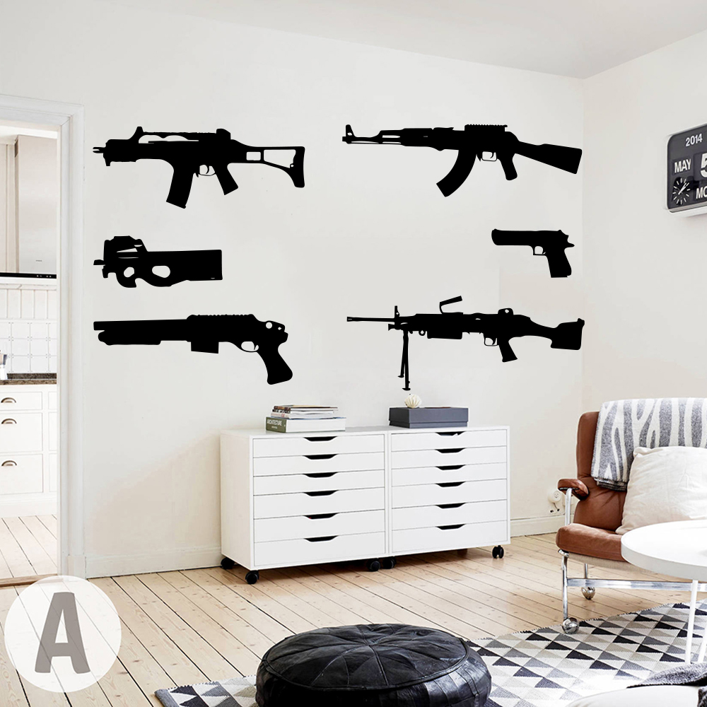 Smoking Gun Kit - Bộ 6 Súng Decal Dán Tường