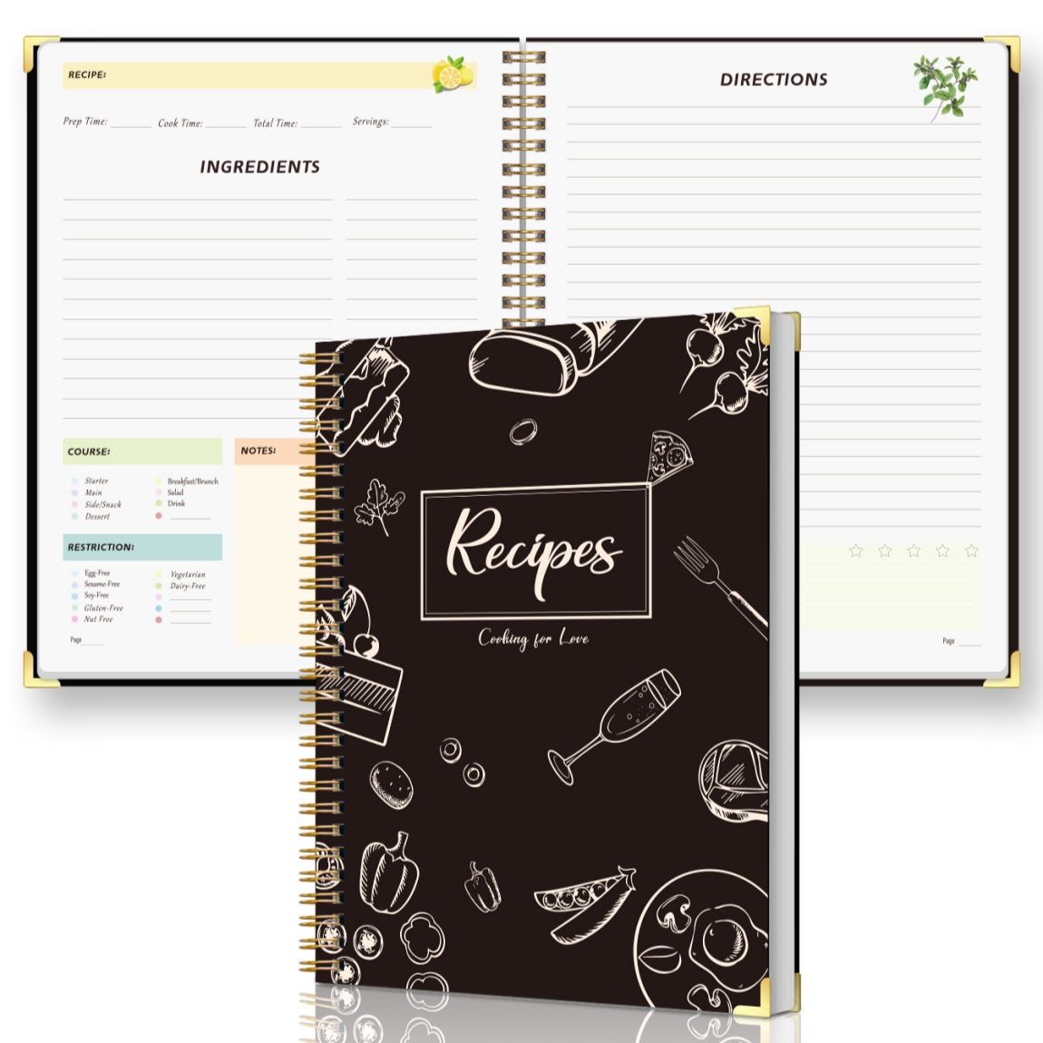 Cocktail Recipe Book - Recipe Journal Notebook with Spiral Binding,