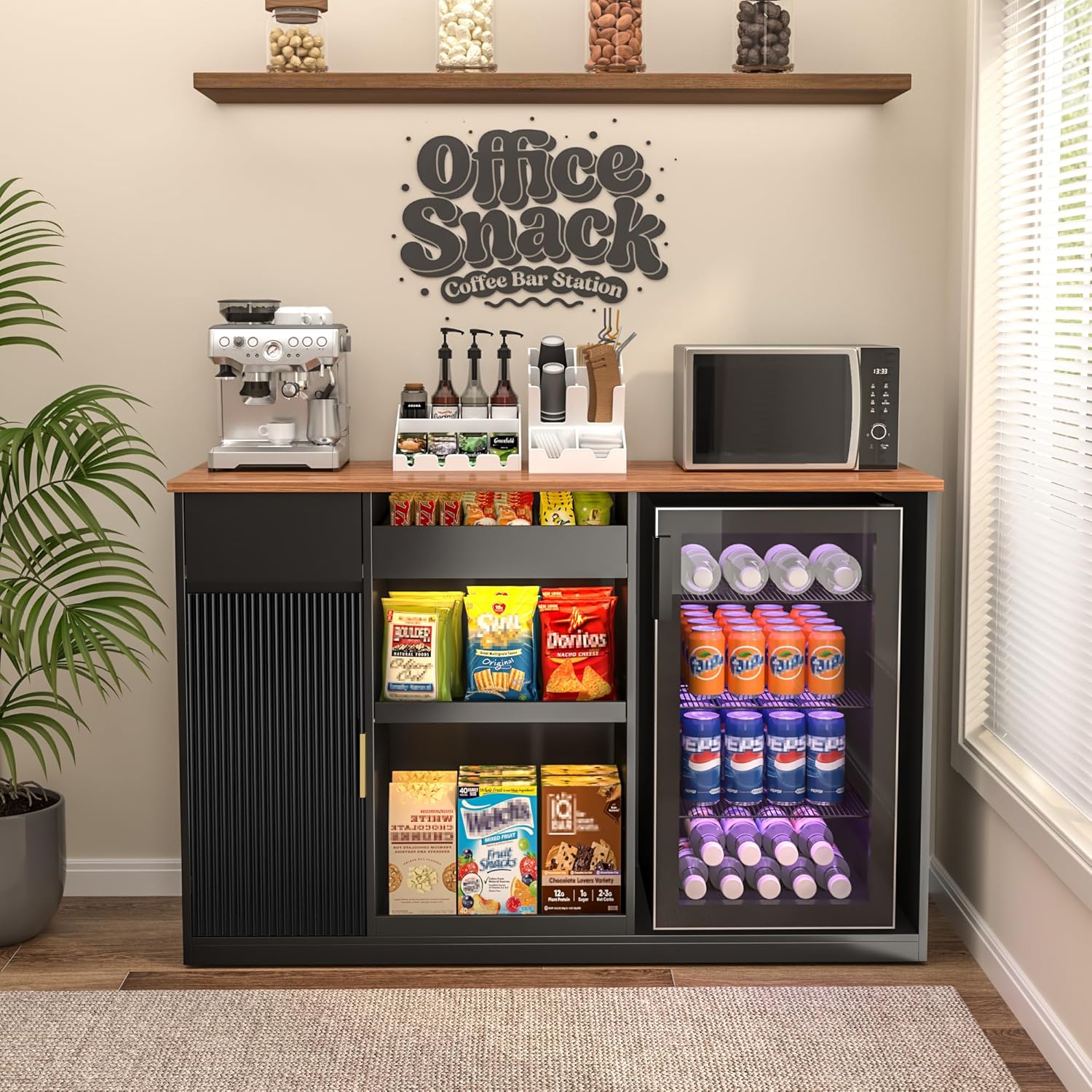 Home Bar And Theater - Snack Bar Cabinet with Fridge Space