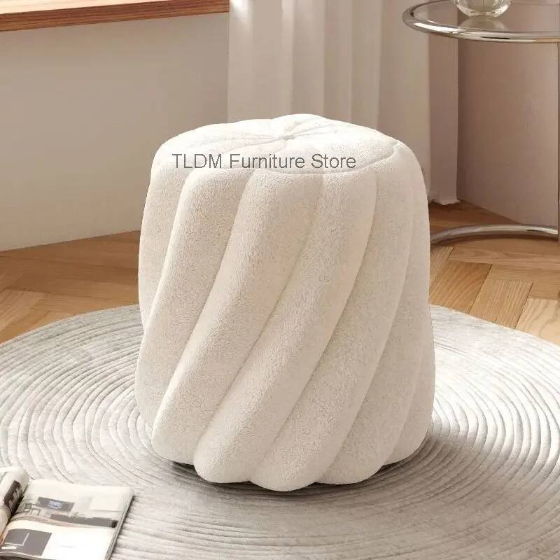 Lamb Wool Pleated Round Stool  - đánh giá và giá Home Barcelona