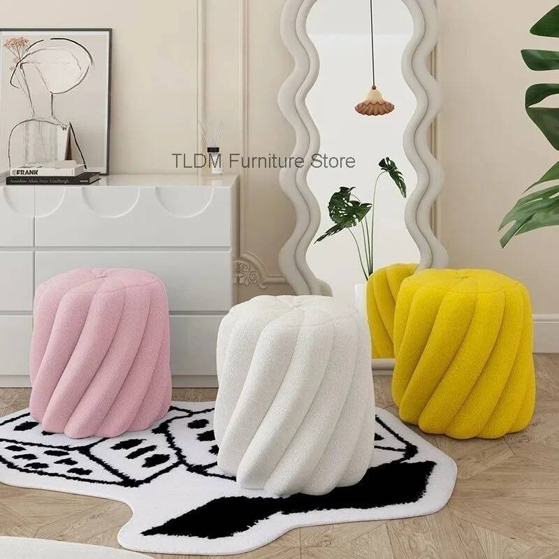Lamb Wool Pleated Round Stool  - đánh giá và giá Home Barcelona