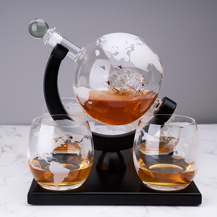Factory Sale Custom 850ML High - đánh giá và giá Decanter Globe Set