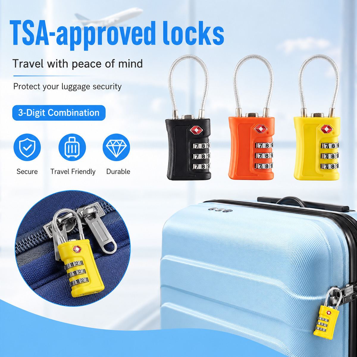 TSA Approved Luggage Lock 3 Di - đánh giá và giá Home Bargains