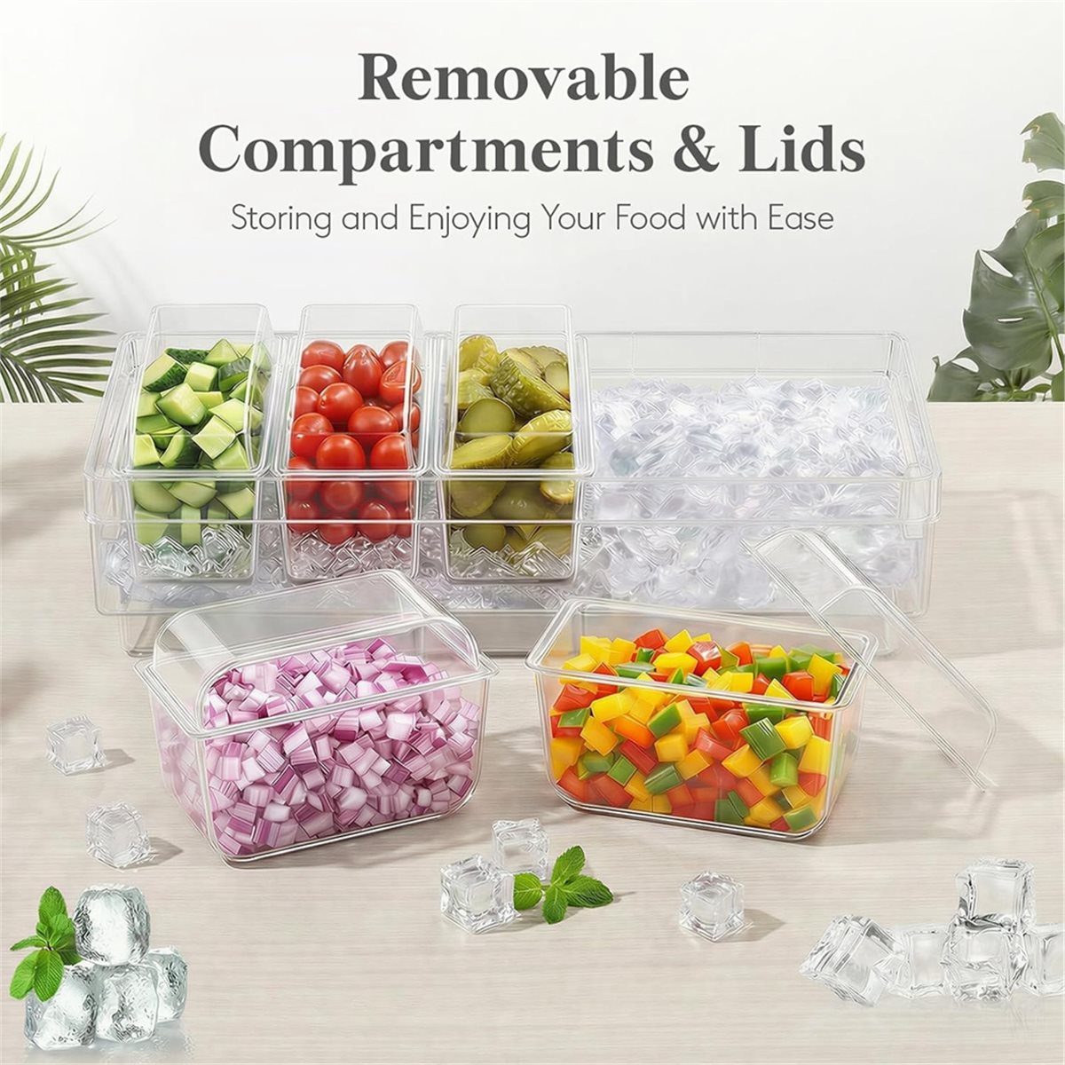 Chilled Condiment Containers,T - đánh giá và giá Garnish Tray Set