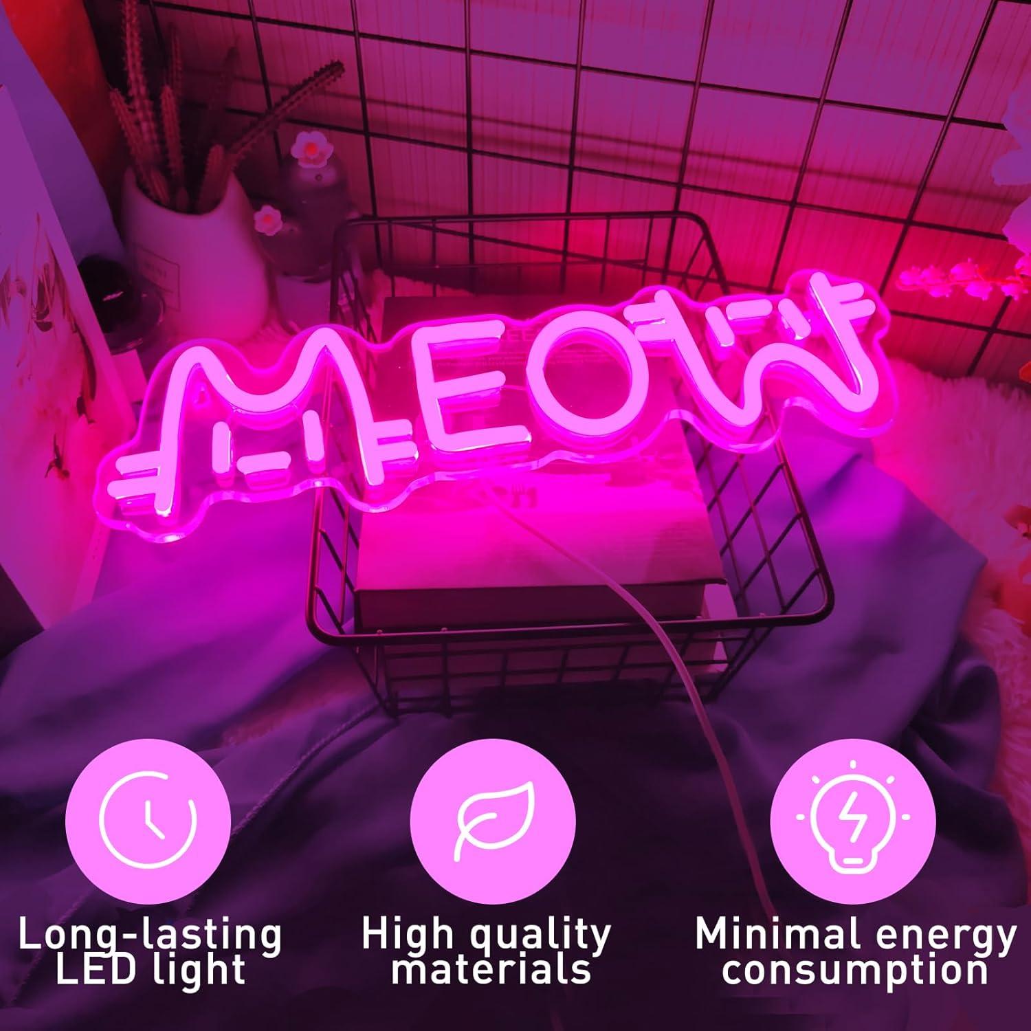 Meow Neon Sign Cat USB Powered - đánh giá và giá Home Bar Cafe