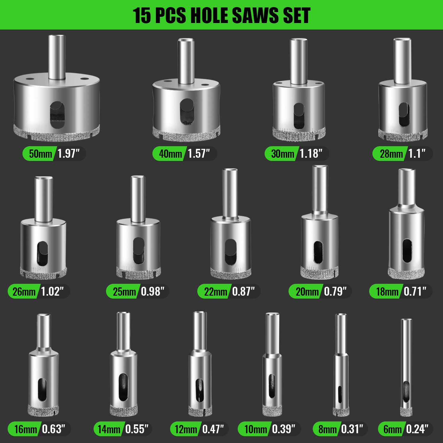 17Pcs Diamond Tile Drill Bits  - đánh giá và giá Jigger Double Sided
